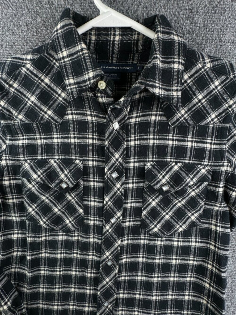 Ralph Lauren Black and White Plaid Button-Down Shirt